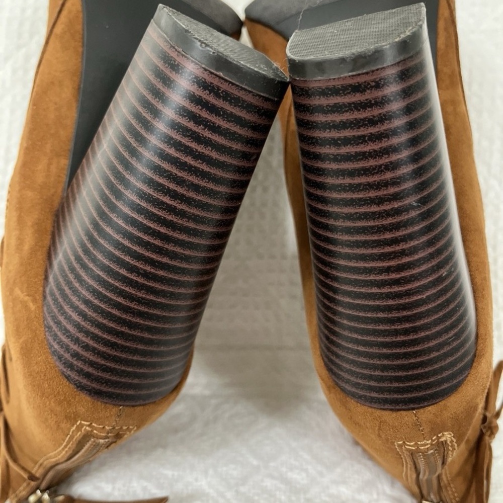 A.N.A. "A New Approach" Cognac Suede Open Toe Heels - Picture 7 of 9